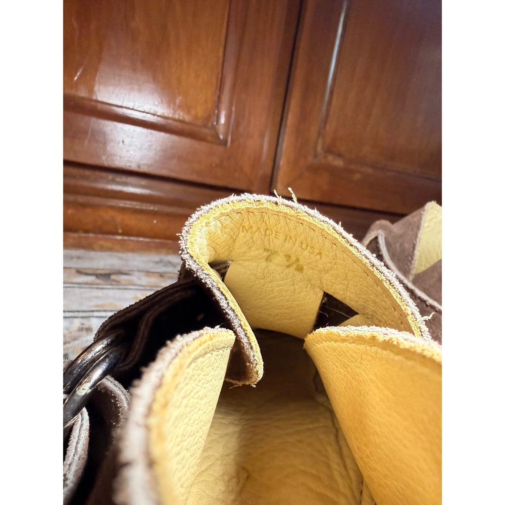 Quoddy Handcrafted Brown Suede Ring Buckle Moccasins Boho Whipstitch Loafers 7.5 - Picture 16 of 16